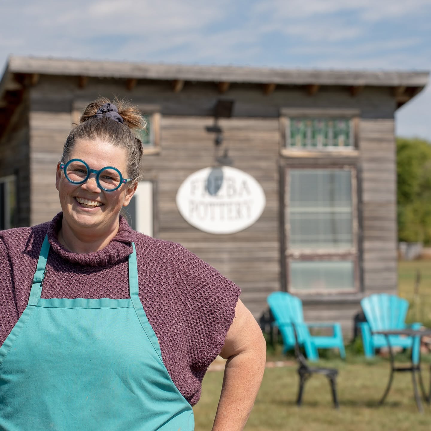 Portrait of Marea, artisan and owner of Freba Pottery in SK, Canada